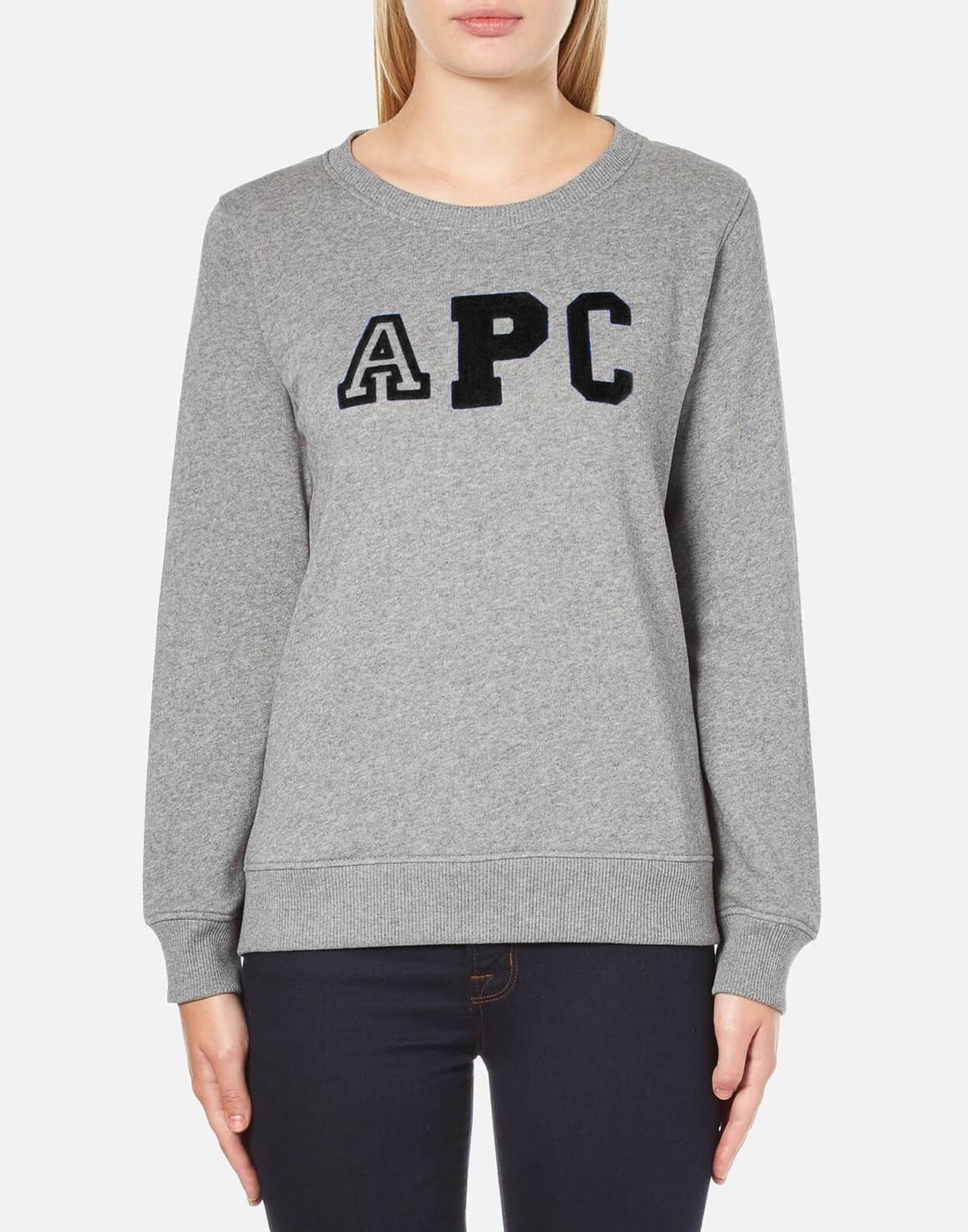 A.P.C. Womens Big Logo Sweatshirt, Grey