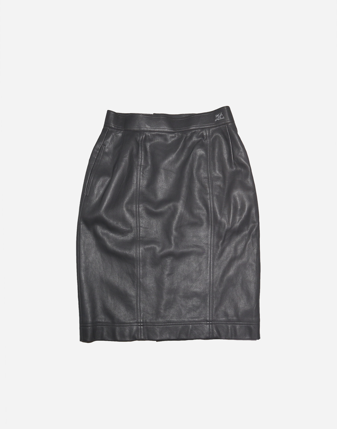 COURREGES Leather Skirt, Charcoal